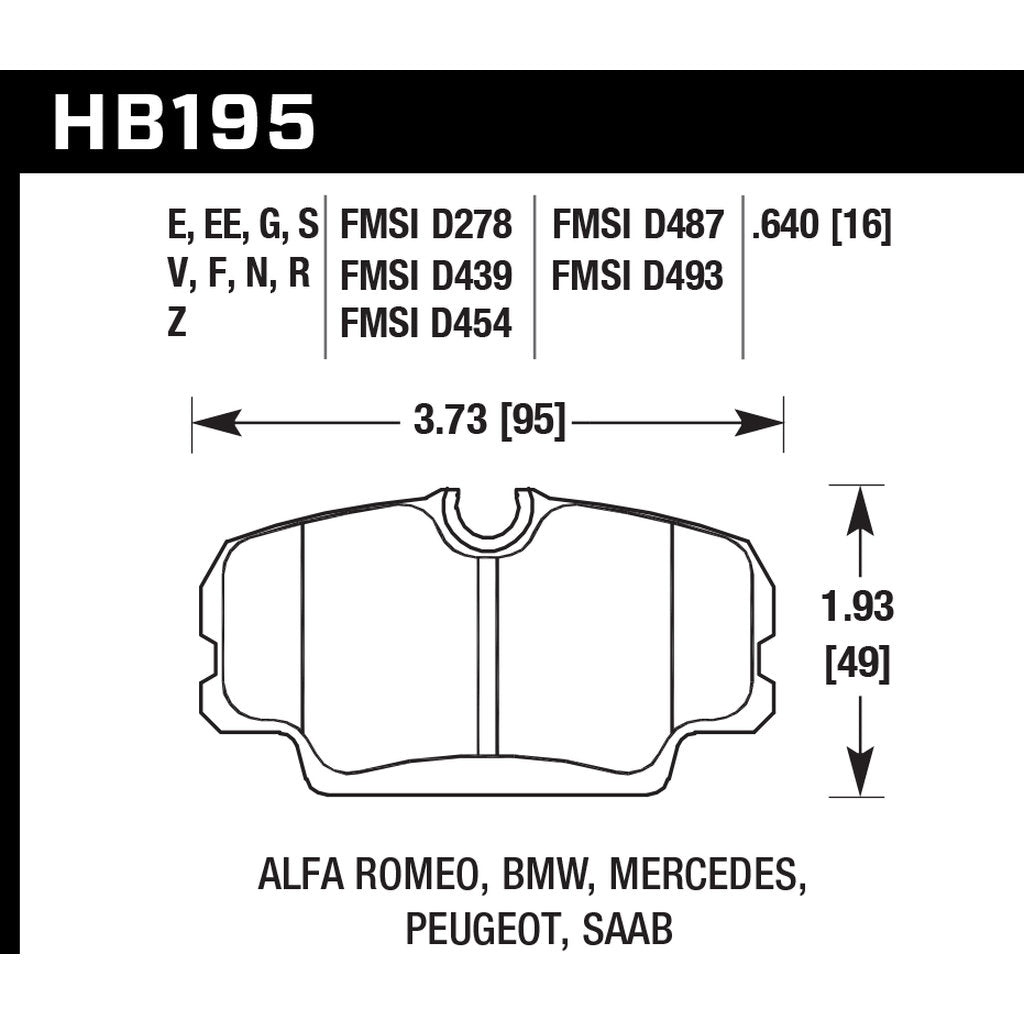 HAWK HB195F.640 Brake Pads HPS Photo-2