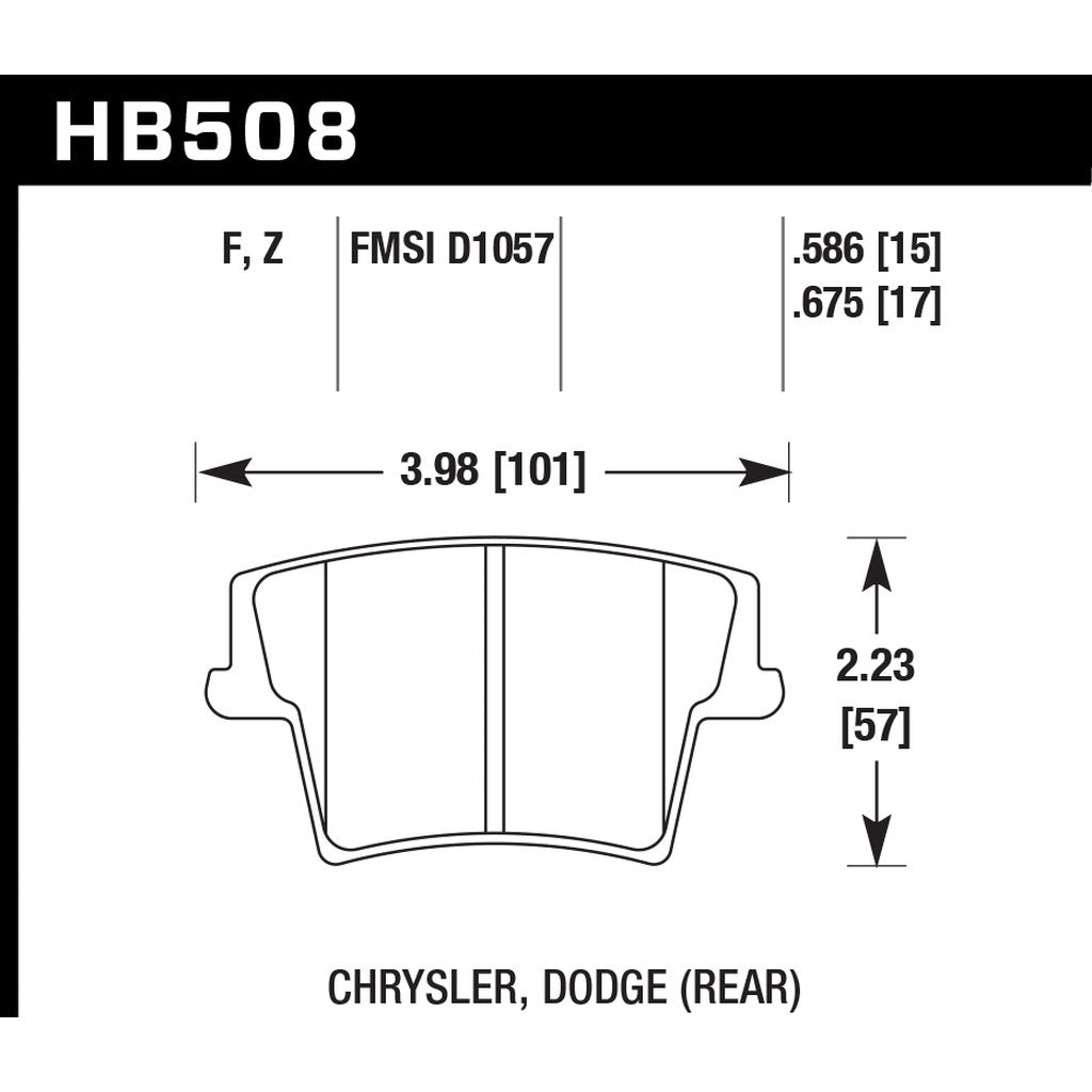 HAWK HB508F.675 Brake Pads HPS Rear DODGE Challenger SXT 2012-2019 Photo-2