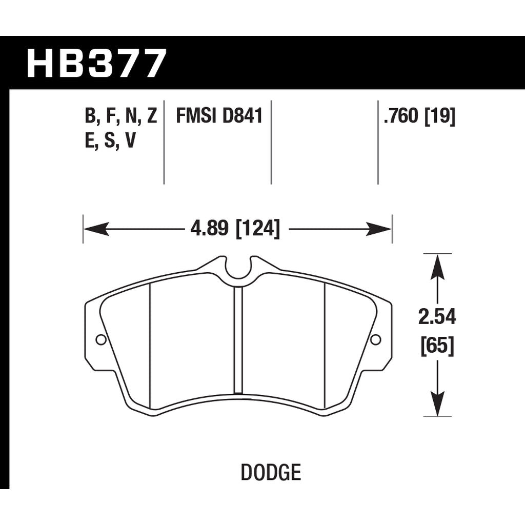 HAWK HB377N.760 Brake Pads HP Plus Front DODGE SRT-4 (Neon) 2001-09/CHRYSLER PT Cruiser Photo-2