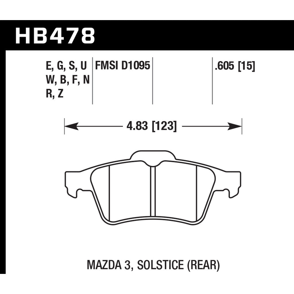 HAWK HB478B.605 Brake Pads HPS 5.0 Rear FORD Focus ST 2013-2014/MAZDA 3 MPS Photo-2