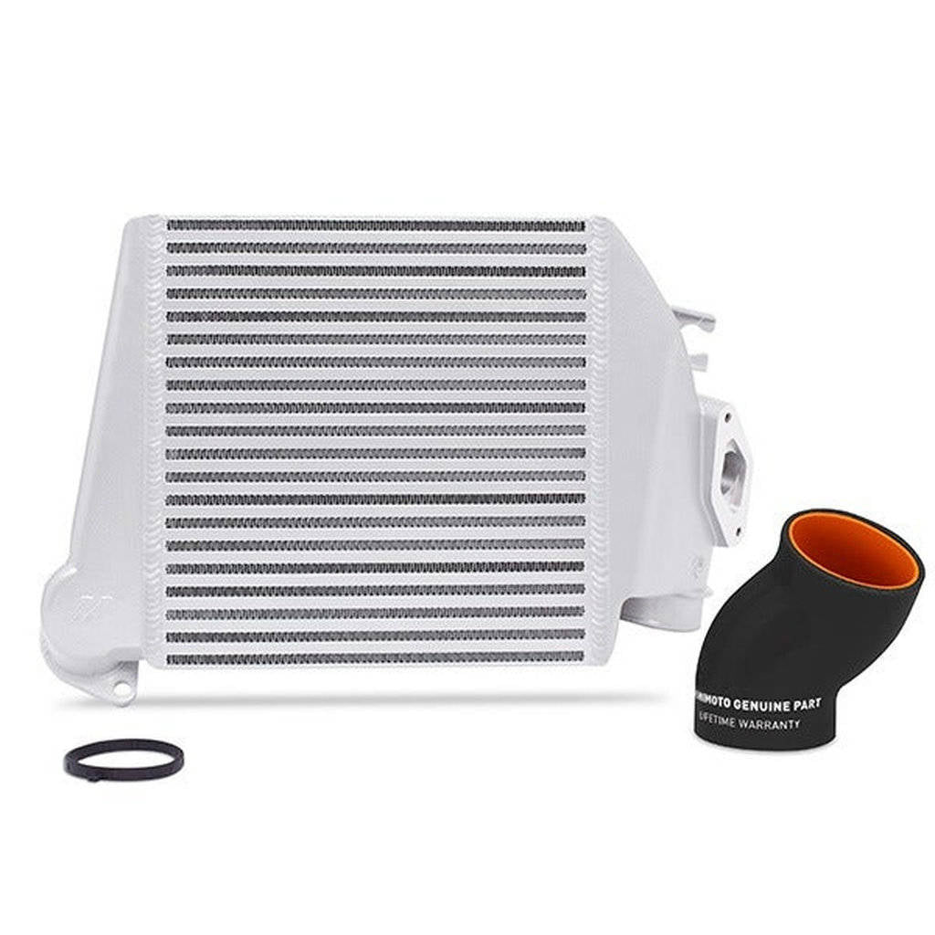 MISHIMOTO MMTMIC-WRX-08SLBK SUBARU WRX 2008-2014 Top-Mount Intercooler Silver Cooler, Black Hoses Photo-0