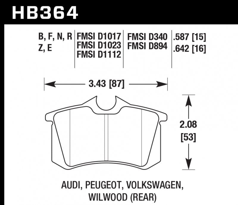 HAWK HB364B.587 Brake Pads HPS 5.0 Rear VW Golf GTI 1.8T,/AUDI TT, S8 2002-205 Photo-0