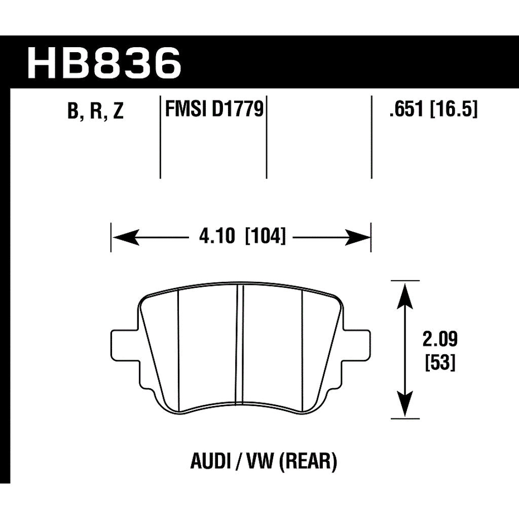 HAWK HB836Z.651 Brake Pads Perf. Ceramic Rear AUDI Q3/VW Golf GTI S/SE 2015-2017 Photo-2
