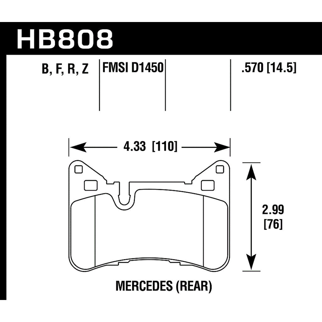 HAWK HB808Z.570 Brake Pads Perf. Ceramic Rear MERCEDES-Benz AMG GT 63/AMG GT 63 S/CLS63 AMG S 2014-2019 Photo-2