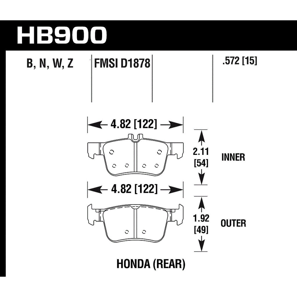 HAWK HB900Z.572 Brake Pads Perf. Ceramic Rear HONDA Civic Sport/Type R 2017-2019 Photo-2