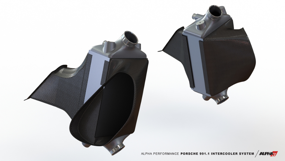 AMS ALP.23.09.0001-1 Intercooler Kit PORSCHE 991.1 (with Carbon Fiber Shrouds) Photo-3