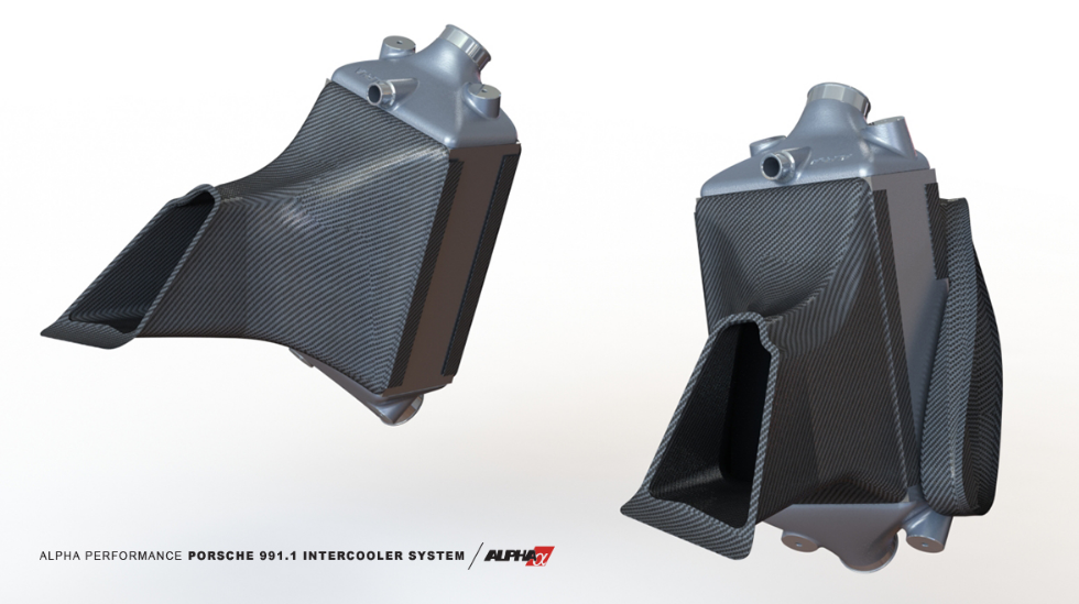 AMS ALP.23.09.0001-1 Intercooler Kit PORSCHE 991.1 (with Carbon Fiber Shrouds) Photo-4