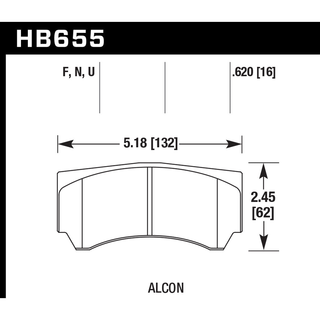 HAWK HB655B.620 Brake Padss HPS 5.0 Alcon Mono 4/RC4498X600 calipers Photo-2