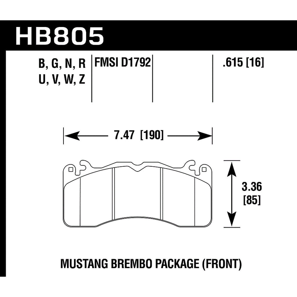 HAWK HB805B.615 Brake Pads HPS 5.0 Front FORD Mustang GT 2016-2019 (Brembo Package) Photo-2
