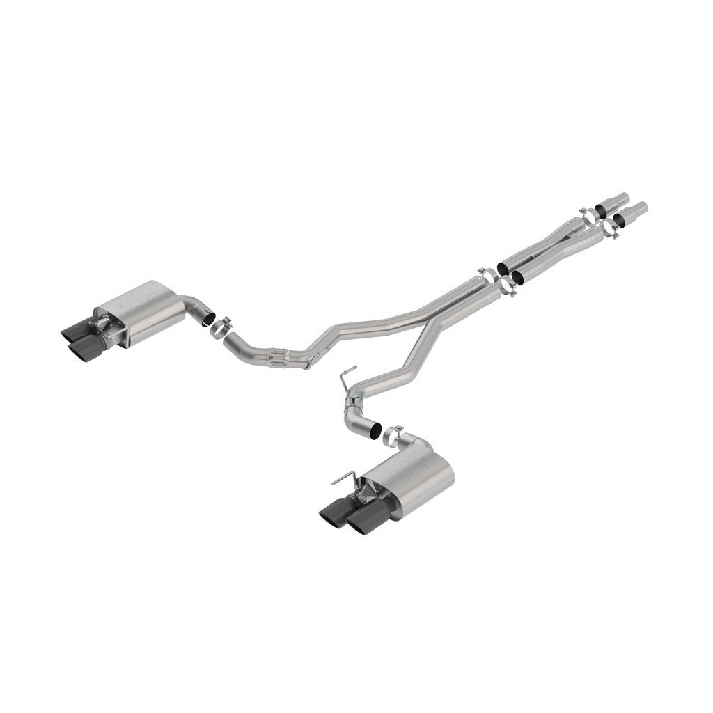 BORLA 140743BC Cat-Back Exhaust ATAK MUSTANG GT 2018 5.0L V8 AT / MT RWD 3" BLACK CHROME TIPS Photo-0