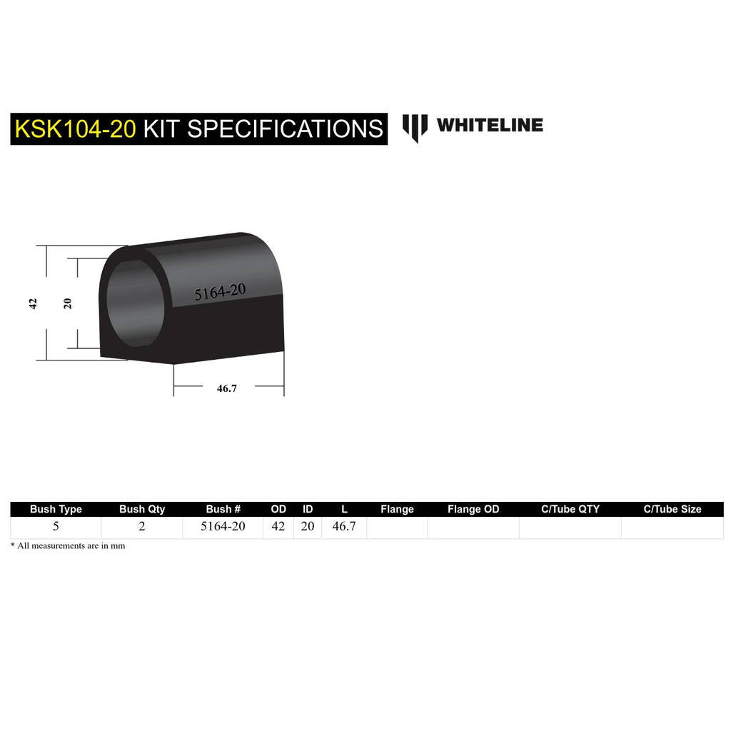 WHITELINE KSK104-20 Sway Bar Bushing Service Kit Photo-4