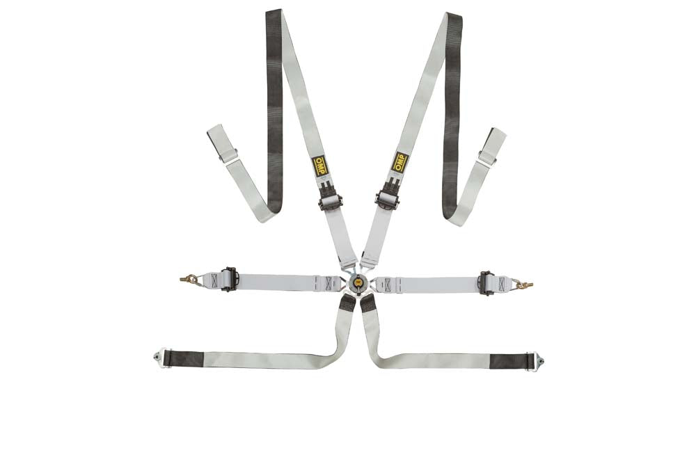 OMP DA0-0102-A03-076 (DA0102CHSL076) Safety harness Saloon Dyneema Pull up, 6 point, 2", alum adj, FIA, black/white Photo-0