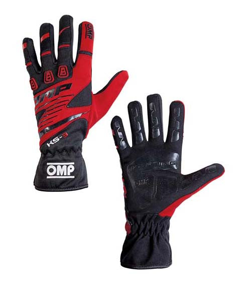 OMP KB0-2743-B01-060-S (KK02743E060S) Karting gloves KS-3 my2018, black/red, size S Photo-0