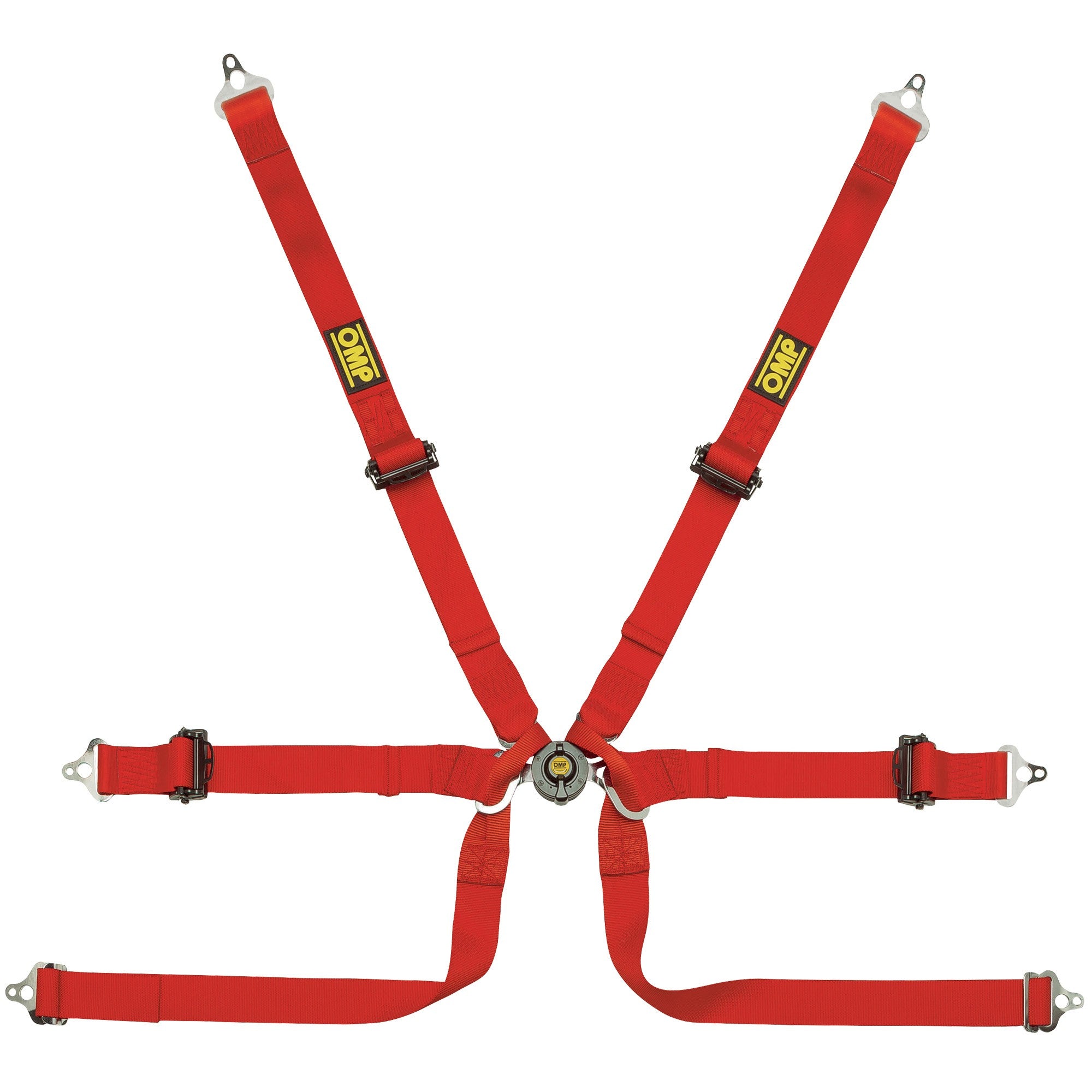 OMP DA0-0206-A02-061 (DA0206BHSL061) Safety harness Formula Pull Up, 6 point, 2", alum adjusters, FIA 8853-2016, red Photo-0