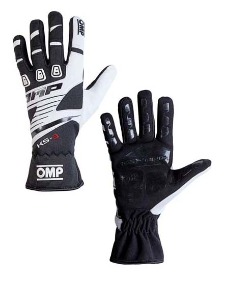 OMP KB0-2743-B01-076-L (KK02743E076L) Karting gloves KS-3 my2018, black/white, size L Photo-0
