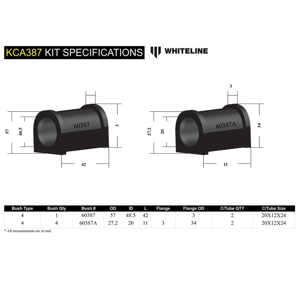 WHITELINE KCA387 Front Bump Steer - Correction Kit for Mitsubishi Lancer Evolution 7 8 9 Photo-3