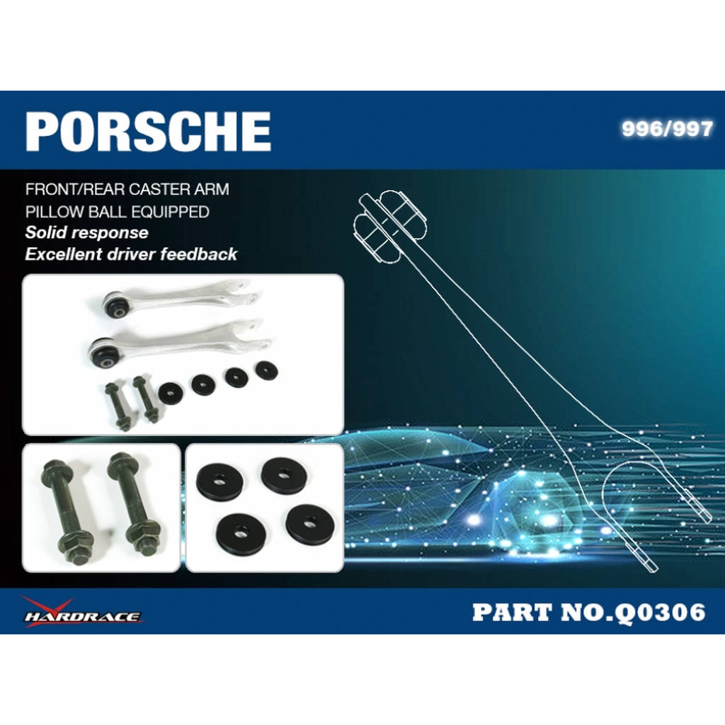 HARDRACE Q0306 996/997 FRONT/REAR 986/987 FRONT CASTER ARM (PILLOW BALL) 6 PCS/SET PORSCHE 986/987/996/997 Photo-3