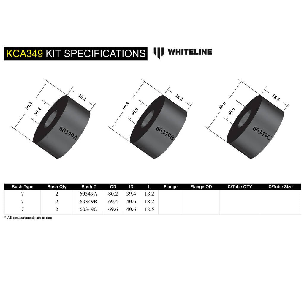 WHITELINE KCA349 Rear Subframe - Align/Lock Bushing Kit - Nissan Photo-4