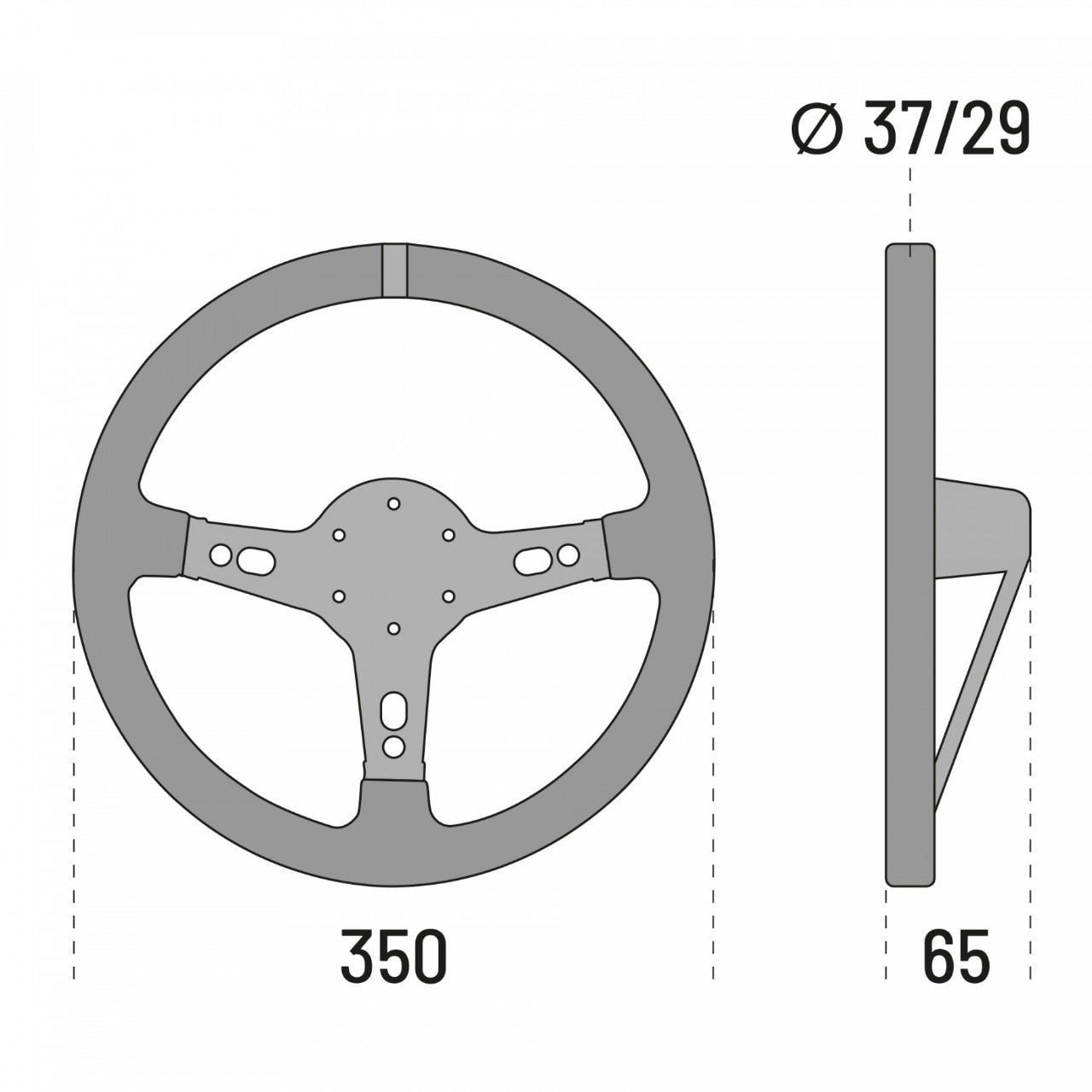 SPARCO 015TARGA350PLNR TARGA Streering wheel, dia 350 mm, 65 mm, leather, black Photo-1