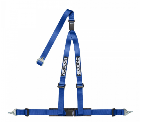 SPARCO 04608DF1AZ Harness belts CLUB H-3M DUAL, 3 points, 2", ECE, snap on, blue Photo-0