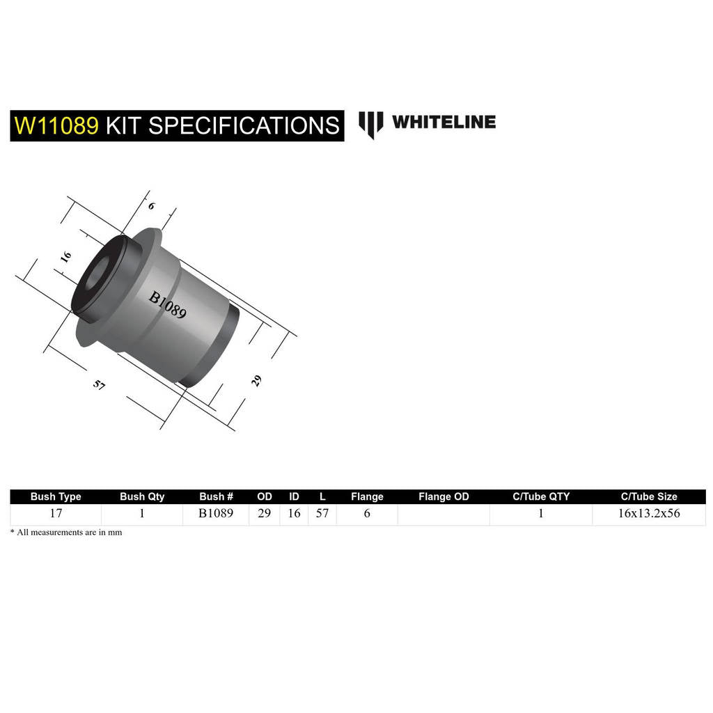 WHITELINE W11089 Front Steering Idler Arm - Bushing Kit for Chrysler Valiant Photo-3