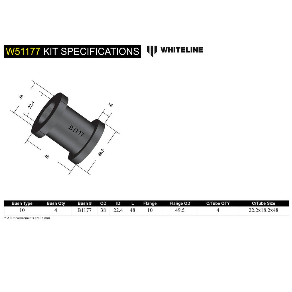 WHITELINE W51177 Front Upper Control Arm - Bushing Kit for Mitsubishi Triton ME-MJ/Nissan Navara D21, Pathfinder WD21 Photo-3