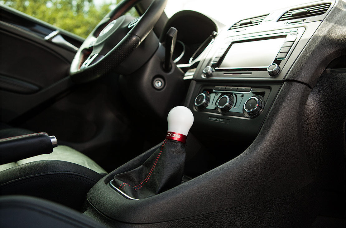 COBB 2V1350-W-RD VW COBB Knob - White Knob w/Race Red Photo-1