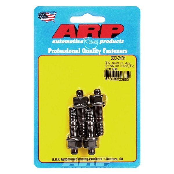 ARP 300-2401 Carburetor Stud Kit Standard. 1 stud drilled for wire seal. 8740. hex Photo-0