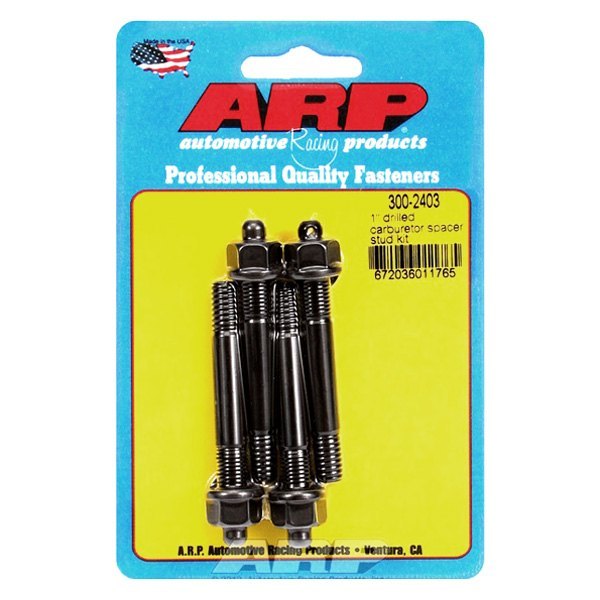 ARP 300-2403 Carburetor Stud Kit 1˝ spacer. 1 stud drilled for wire seal. 8740. hex Photo-0
