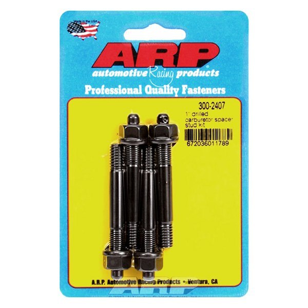 ARP 300-2407 Carburetor Stud Kit 1˝ Moroso spacer. 1 stud drilled for wire seal. 8740. hex Photo-0