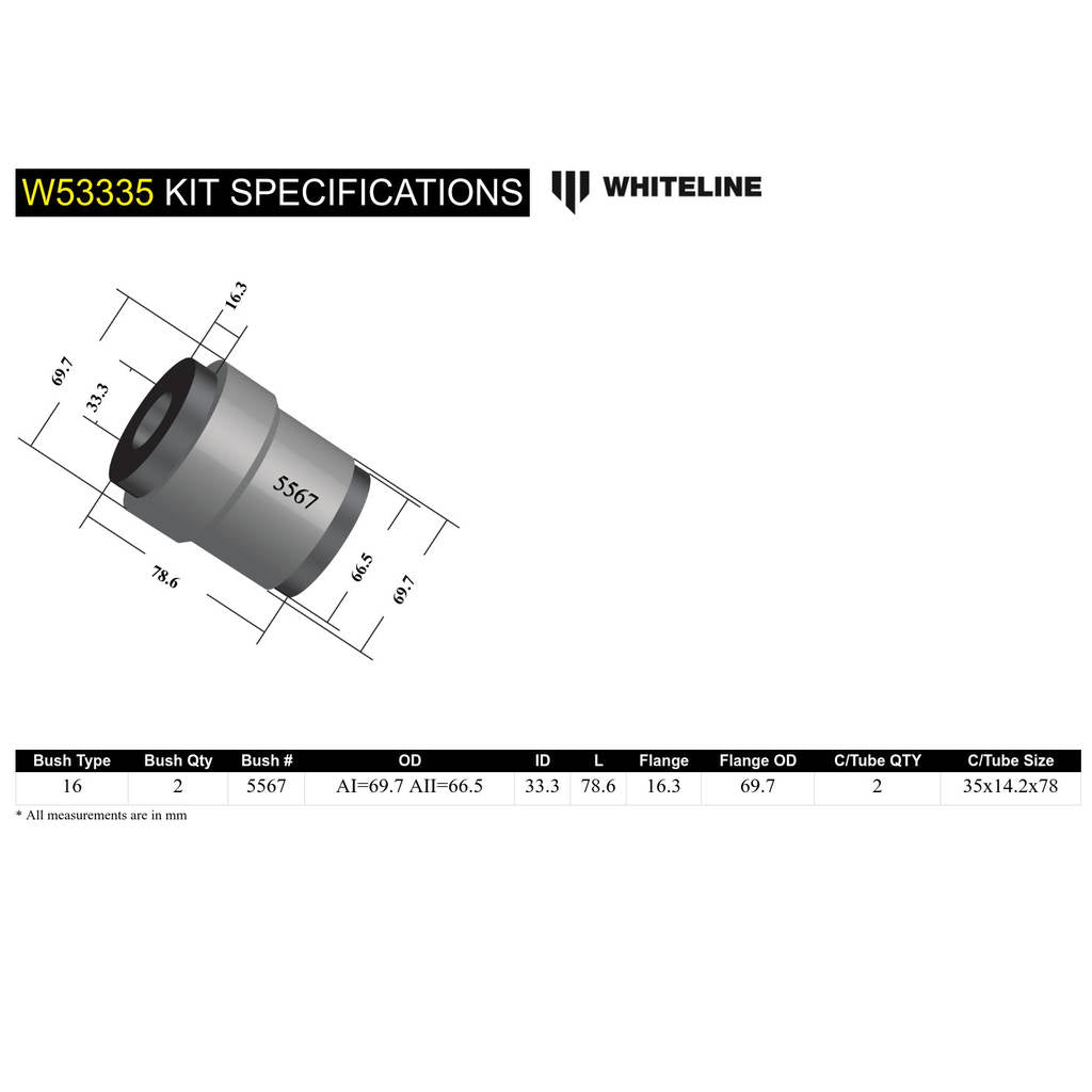 WHITELINE W53335 Front Radius Arm - Lower Bushing Photo-4