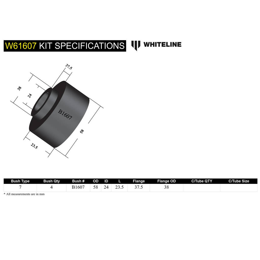 WHITELINE W61607 Rear Trailing Arm Lower - Front Bushing Kit for Mitsubishi Pajero NA-NG Photo-4