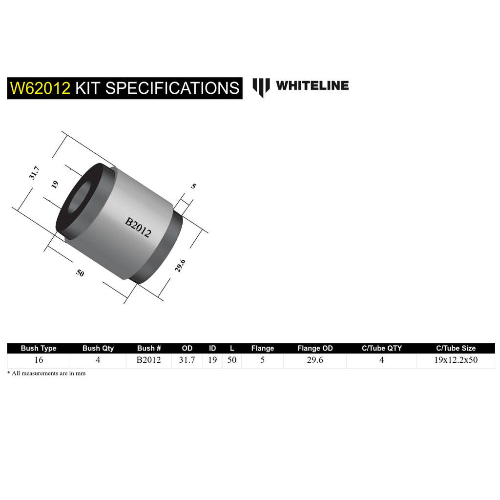 WHITELINE W62012 Control Arm Bushing - Lower Front Inner Photo-4