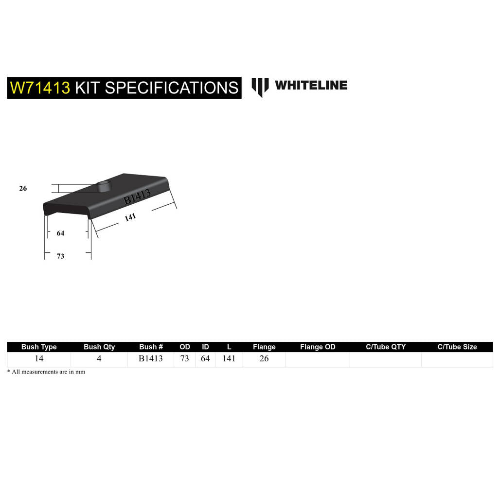 WHITELINE W71413 Rear Leaf Spring Saddle Insulator Kit for Ford Falcon/Fairlane XP-FGX incl FPV/Mustang Classic Photo-4