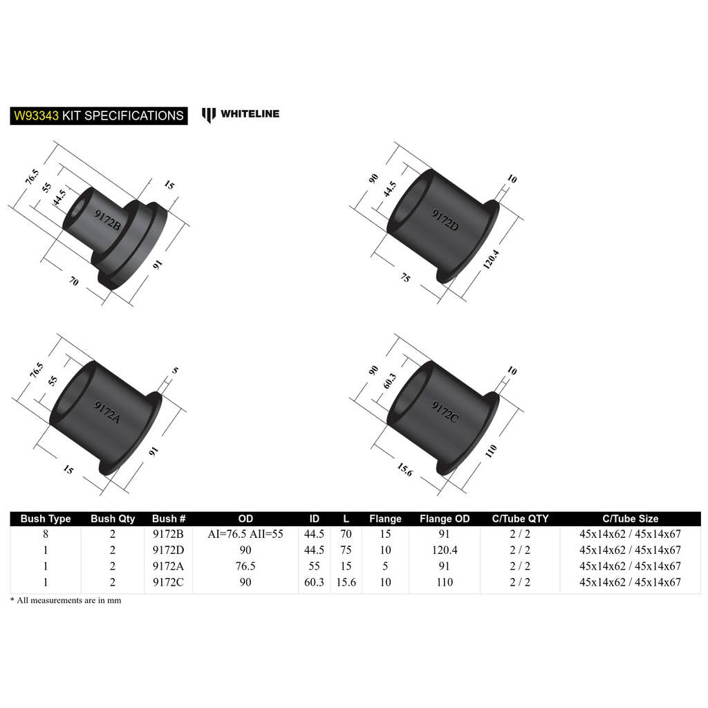 WHITELINE W93343 Subframe Mount Bushing Photo-4