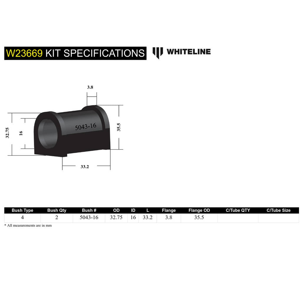 WHITELINE W23669 Sway Bar Bushing Kit Photo-4