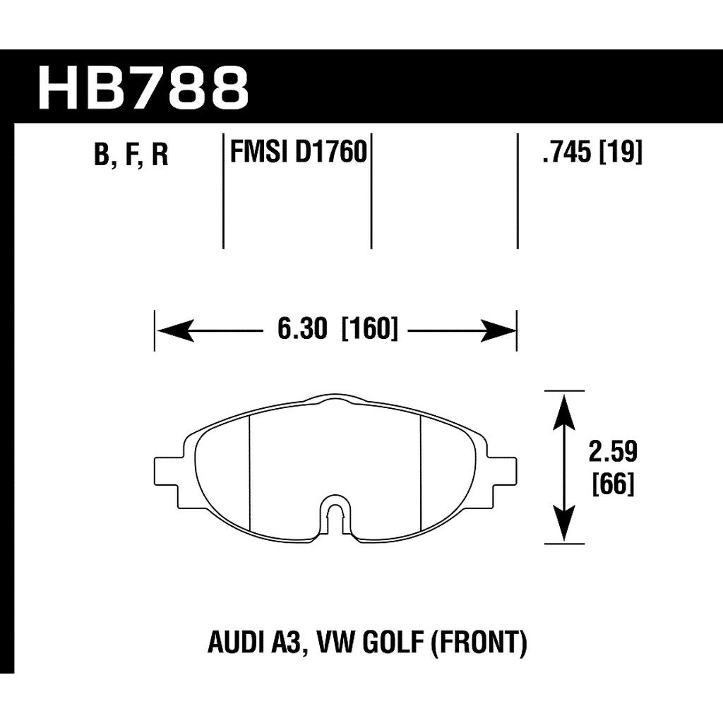 HAWK HB788B.745 Brake Padss Front AUDI A3/A3 Quattro 2015-2018/VW Golf GTI Mk7 Photo-2