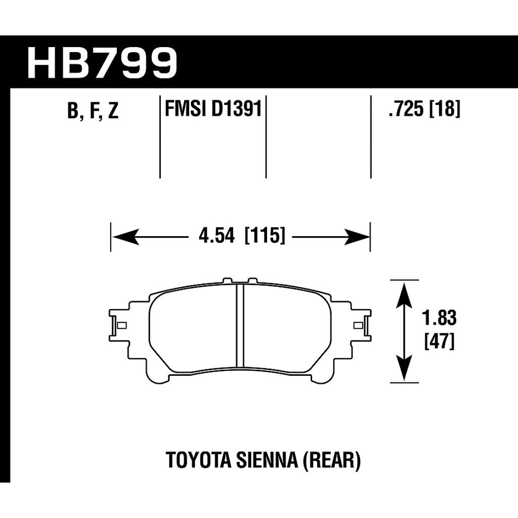 HAWK HB799B.597 Brake Padss Rear LEXUS RX350/RX450h 2010-2015/TOYOTA Highlander 2015+ Photo-2
