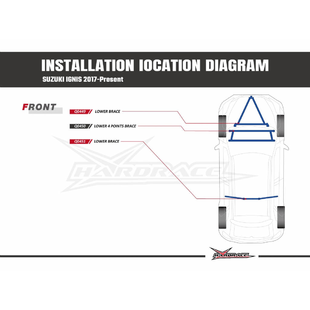 HARDRACE Q0449 SUZUKI IGNIS '17- FRONT LOWER BRACE - 1PCS/SET Photo-7