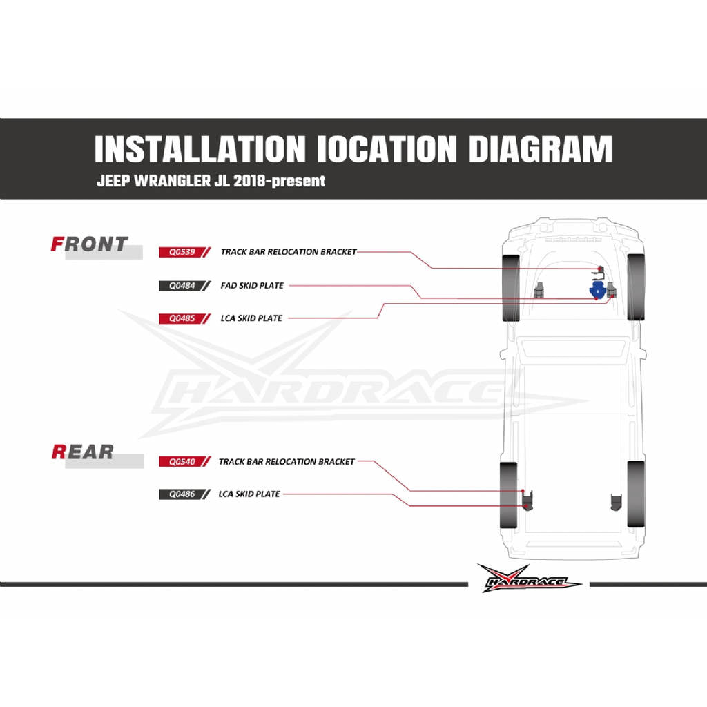 HARDRACE Q0486 JEEP WRANGLER '18- JL/JLU REAR LCA BRACKET SHIELD PLATE - 2PCS/SET Photo-8