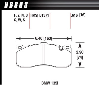 HAWK HB603F.616 Brake Pads HPS Street Front BMW 135i/MINI COOPER John Cooper Works GP Photo-1