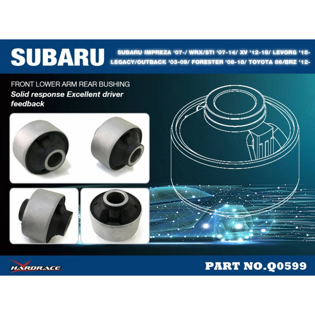 HARDRACE Q0599 SUBARU IMPREZA WRX/STI '07-14 FORESTER '08-18/TOYOTA 86/BRZ FRONT LOWER ARM BUSHING (HARDEN RUBBER) 2PCS/SET Photo-1