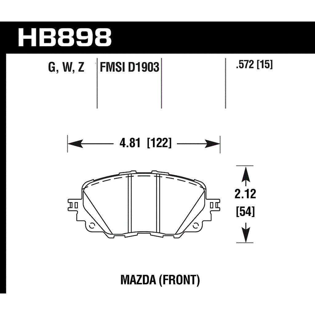 HAWK HB898Z.572 Brake Pads Street PC Front MAZDA MX-5 Miata/MX-5 Miata Sport 2016-2019 Photo-2