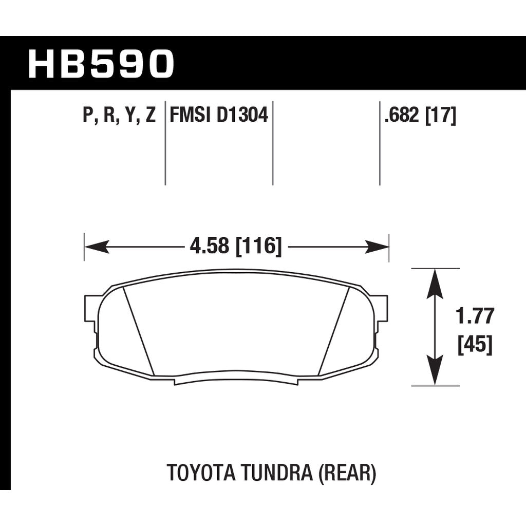 HAWK HB590N.682 Brake Pads Street HP+ Rear TOYOTA LC200/SEQUOIA/TUNDRA/LEXUS LX570/MMC Pajero 4 Photo-2