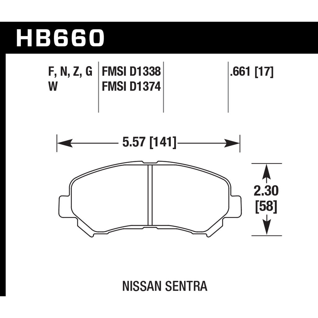 HAWK HB660B.661 Brake Pads Street HPS 5.0 Front NISSAN Juke Nismo RS 2014-2017 Photo-2