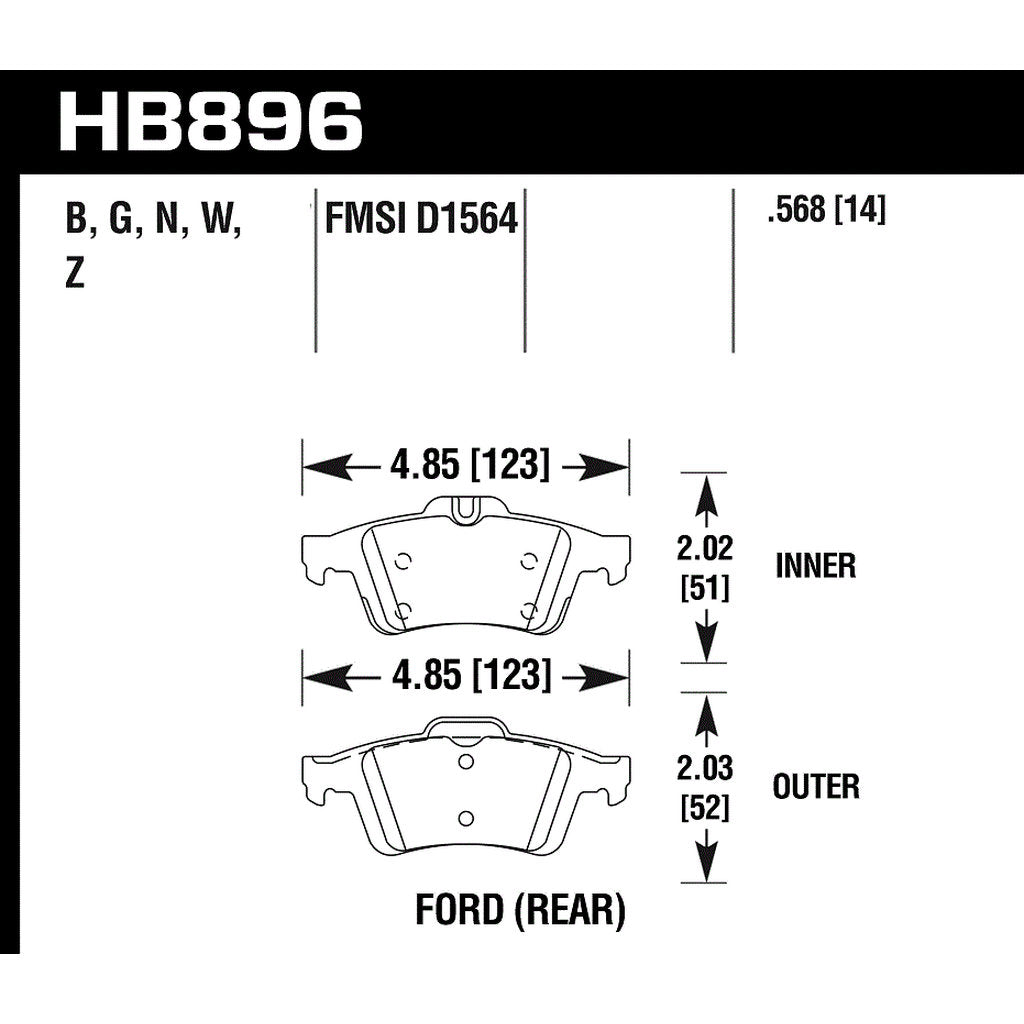 HAWK HB896G.568 Brake Pads Motorsports DTC-60 Rear FORD Focus RS 2016-2018 Photo-2