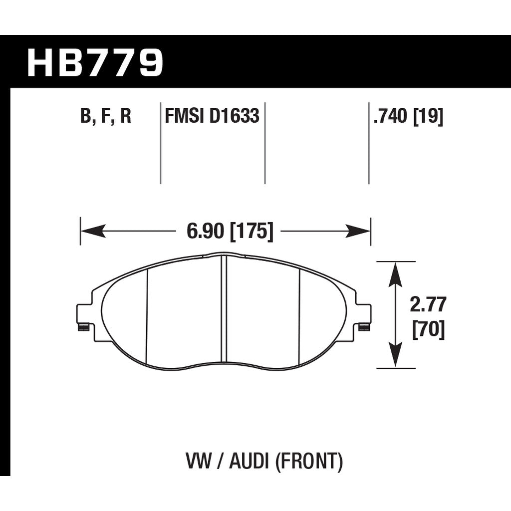 HAWK HB779U.740 Brake Pads Motorsports DTC-70 Front AUDI S3 2015-2019/VW Golf R 2015+/GTI Sport 2017+ Photo-2