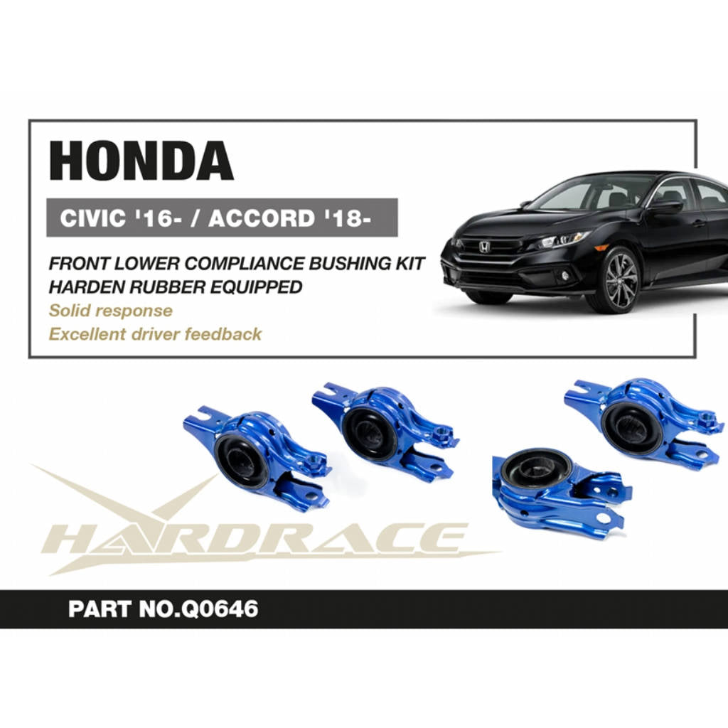 HARDRACE Q0646 FRONT LOWER COMPLIANCE BUSHING KIT (HARDEN RUBBER) HONDA CIVIC MK10 Photo-1