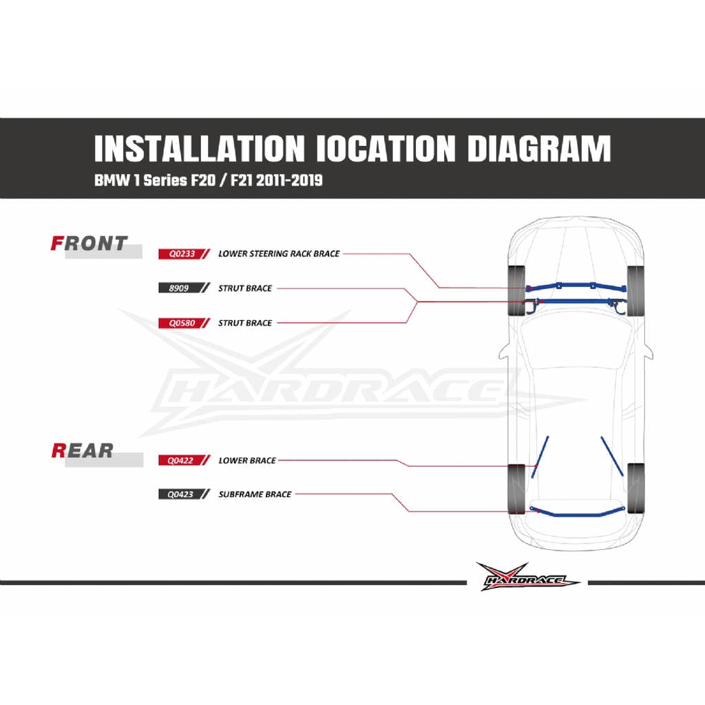 HARDRACE Q0580 FRONT STRUT BRACE - 1PCS/SET FITS 5HxM10 FRONT STRUT BMW 1'S F20 '11-19 Photo-1