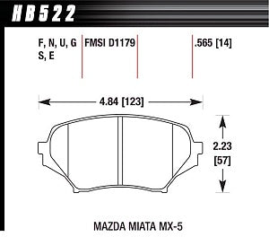 HAWK HB522F.565 Brake Pads HPS MAZDA MX-5 2006-2010 Front MAZDA MX-5 Miata 2.0 2006-08 Photo-1